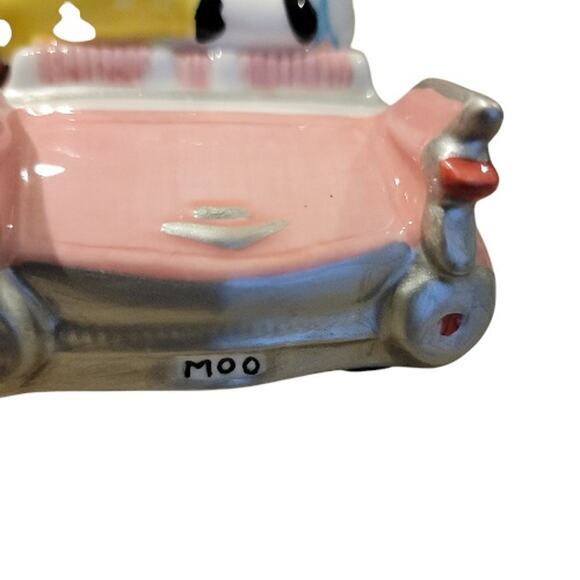 VTG Clay Art Cows in Pink Convertible Salt & Pepper Shakers Moo License Plate - Picture 6 of 12